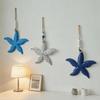 Decorazione Murale Appesa in Legno a Forma di Stella Marina Tema Nautico Costiero Ornamento a Stella Marina con Perline con Corda di Canapa per Soggiorno Camera da Letto Bagno