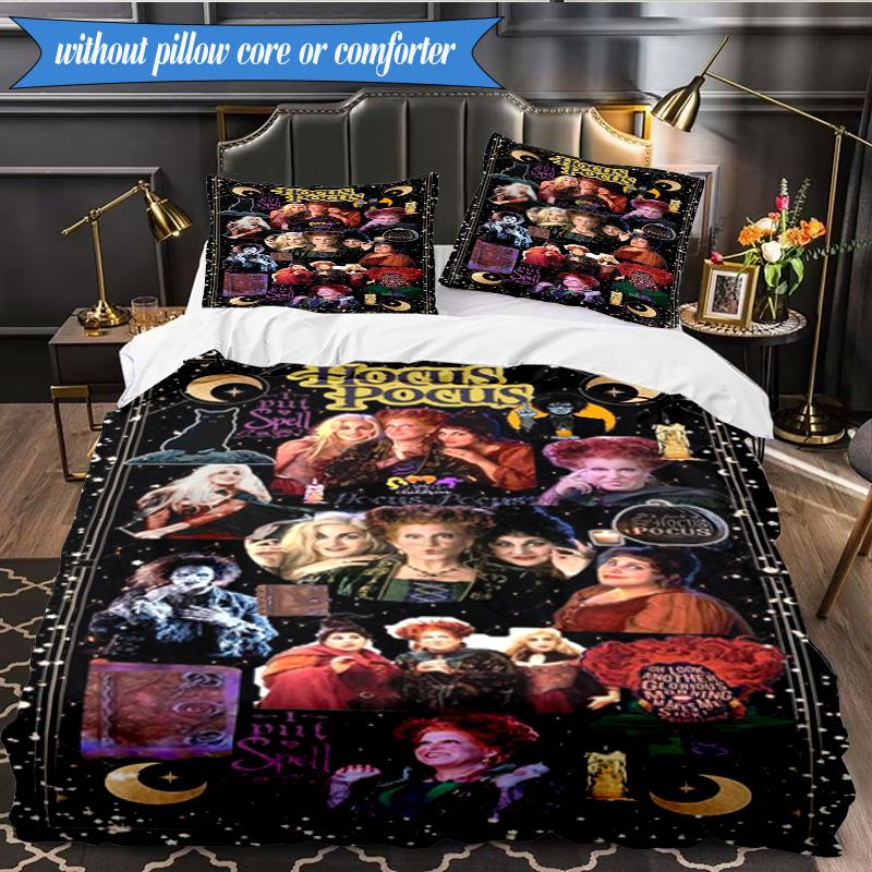 Halloween witches 3pcs K-pop music group Bedding set,Ideal for Bedroom, Dormitory,Including Duvet Cover And 2pcs Pillowcases,Fan gifts