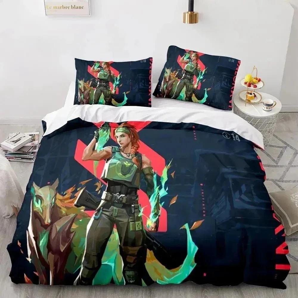 Game Valorant Neon Bedding Set For Bedroom Soft Modern Bedspreads Comefortable Kids Duvet Cover Quilt Cover And Pillowcase