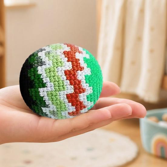 Handmade Crochet Footbags Yarn Multicolored Kids Adults Hacky Sack Knitted Throwing Beanbag Juggling
