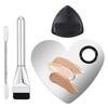 Makeup Mixing Palette Korean Set with Foundation Brush and Spatula, Professional Stainless Steel Heart Makeup Palette Reusable Beauty Tools for