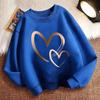 Chic Heart Print Girl's Pullover Sweatshirt - Spring O-neck Hoodie