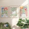 3pcs Bohemian Floral Vase Canvas Wall Art–Vibrant Folk Style Flower Printing for Bright Home Decor, Ideal Housewarming Gifts
