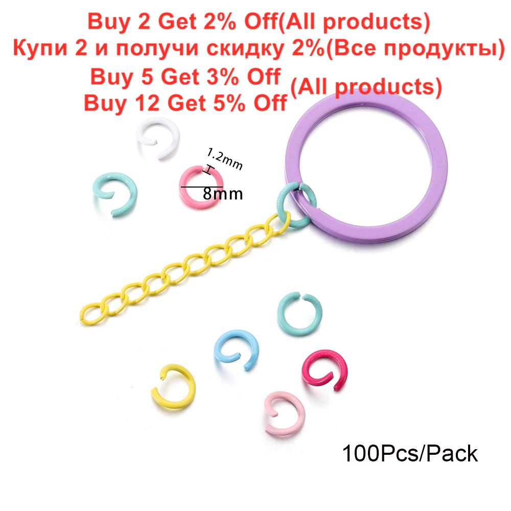 100Pcs/Lot 1.2x8mm Colorful Metal Open Jump Rings Split Jump Ring Connector for DIY Jewelry Making Findings Accessories Supplies