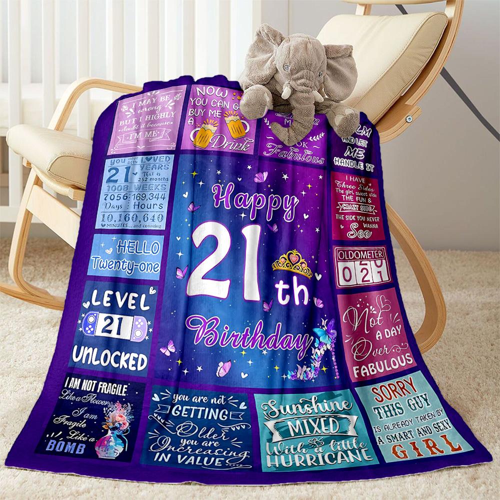 1pc 21th Birthday Celebration Blanket Soft and Warm for Sofa Office Camping Travel Livingroom Great Gift for Friends and Family Comfortable