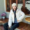 Women Autumn Winter Warm Thickened Cotton Padded Hooded Coat Solid Color Outwear Jacket