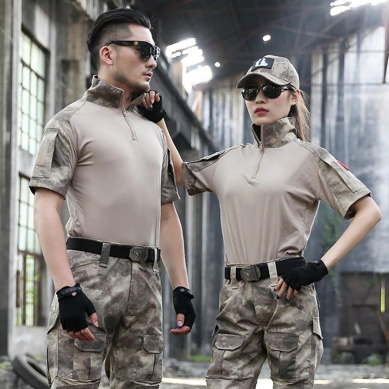 Camouflage Breathable Cycling Jersey Set Wear Resistant Tactical Training Uniform Outdoor Sports