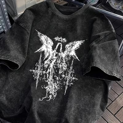 Heren Gotische Stijl Donkere Stijl Retro Korte Mouwen Street Gewassen Katoen Losse Pasvorm Unisex T-shirt Modetrend Y2K