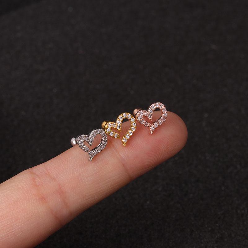Fashion Ear Bone Nail 1Pc Stainless Steel Five Pointed Star Heart Screw Twist Ball Ear Nail Classic Puncture Earring