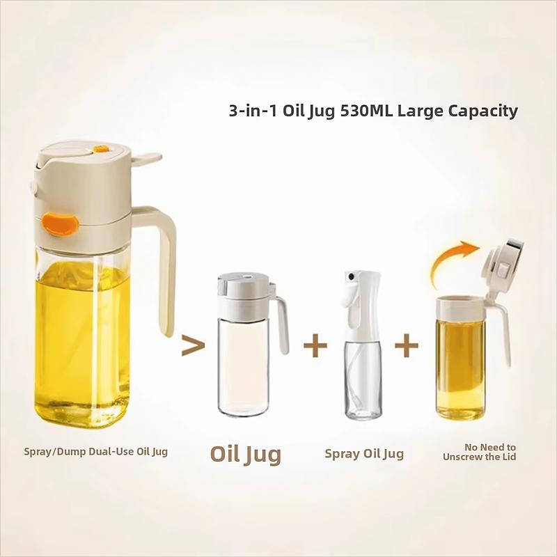 500ml Oil Bottle Practical Seasoning Bottles Ergonomic Design Sprayable Convenient Button-operated Lid Safe 1PC