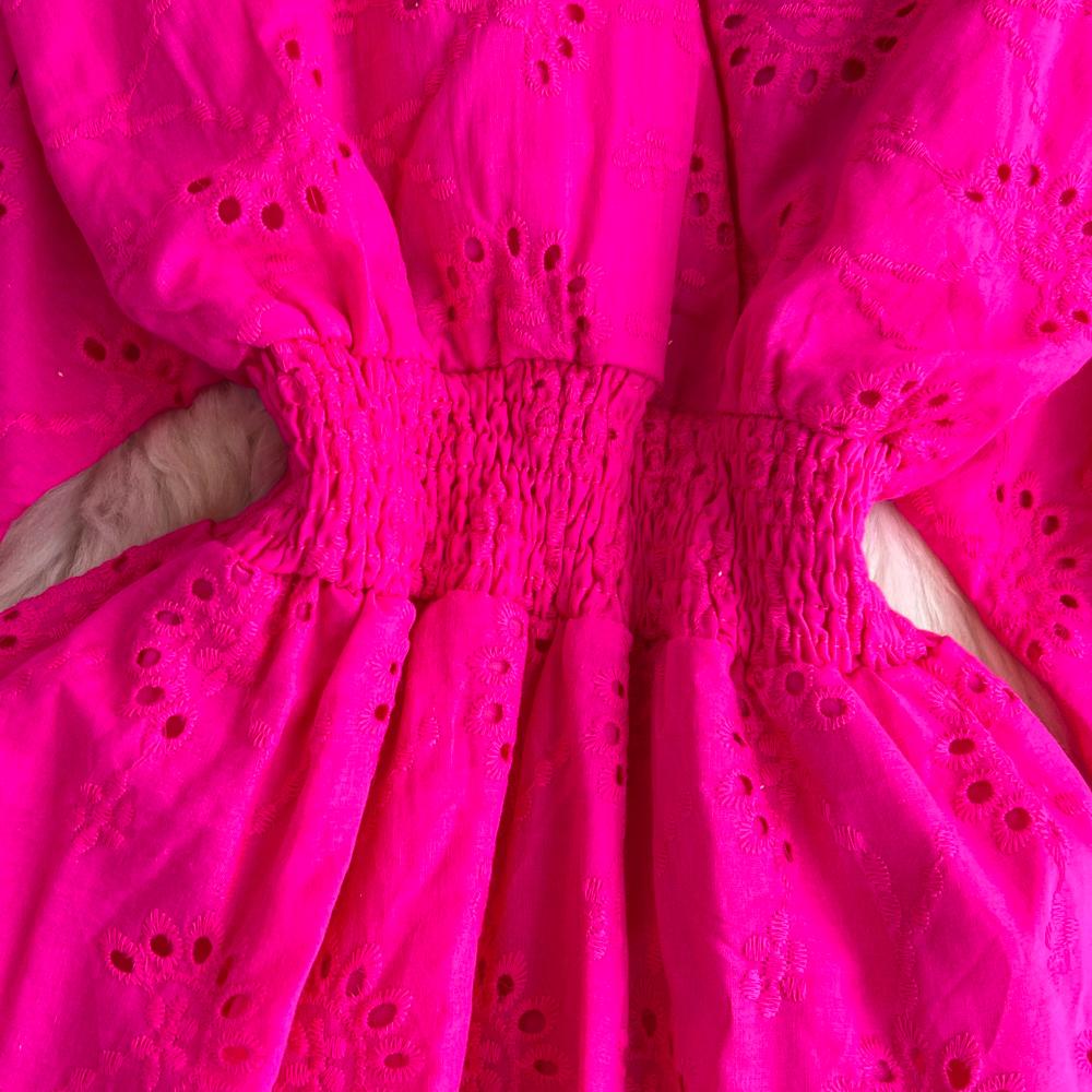 Vestido Vintage con bordado calado de cintura alta, vestido de hada acampanado de manga corta, Vestidos elegantes de playa para verano, vestido veraniego para vacaciones para mujer