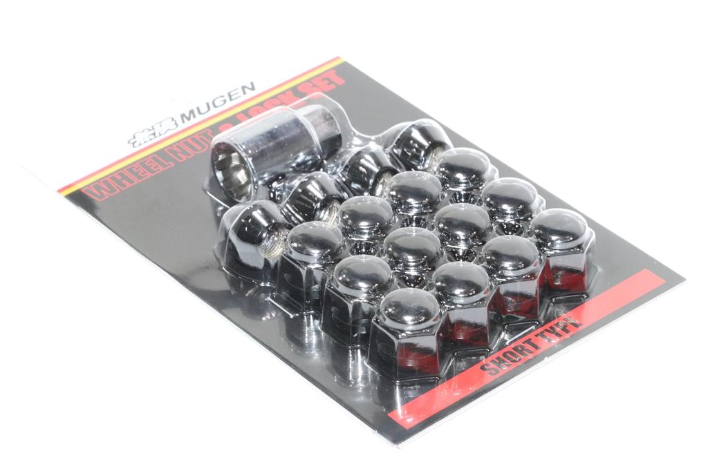MUGEN Wheel Nut & Lock Set (Tapered Type) Short (Black) for 4-Lug Vehicles 08181-XXB K1S0-BL