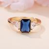 Exquisite Sparkling Blue Color Square Inlaid Zircon Ring, Suitable for Women's Banquet Party Accessories, Jewelry Gifts