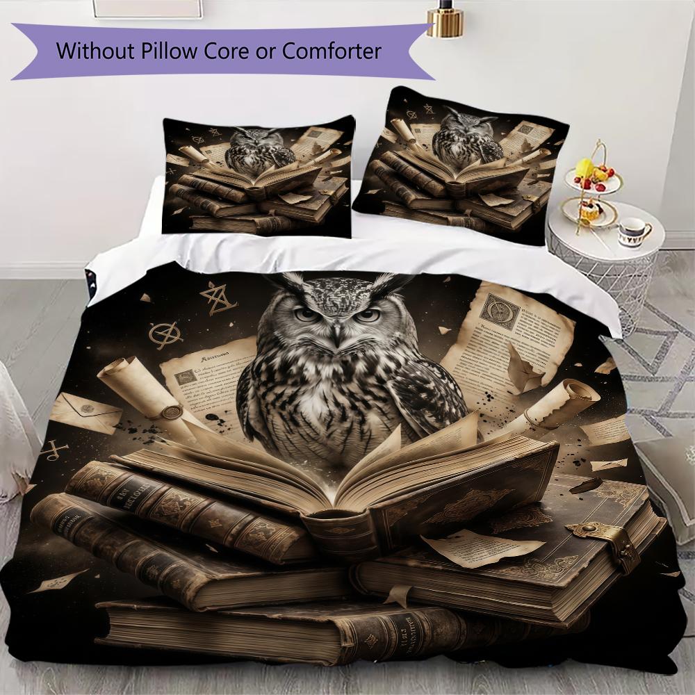 Classic Realism Owl Pattern Bedding Uilt Set Uilt Cover Pillowcase Home Decoration Birthday Gift (1 * Duvet Cover + 2 * Pillowcase Without Core)