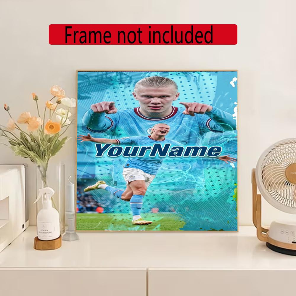 Haaland Customize Your Name Diamond Painting Round Diamond Diy Frameless Holiday Artwork Suitable For Home Office Wall Decoration