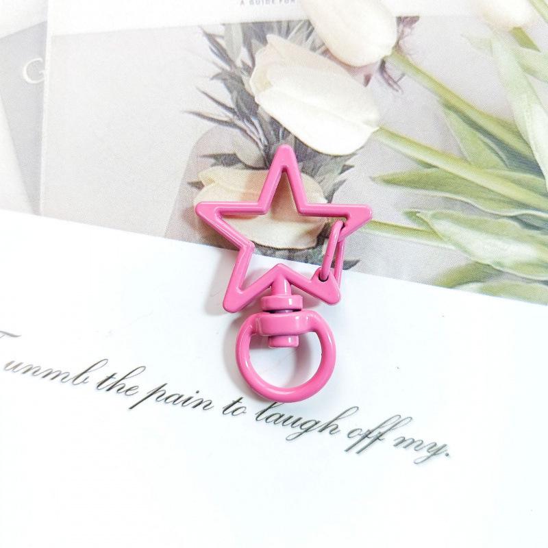 Colorful Zinc Alloy Star Keychain with Candy Color Spring Buckle Pendant - DIY Jewelry Accessory