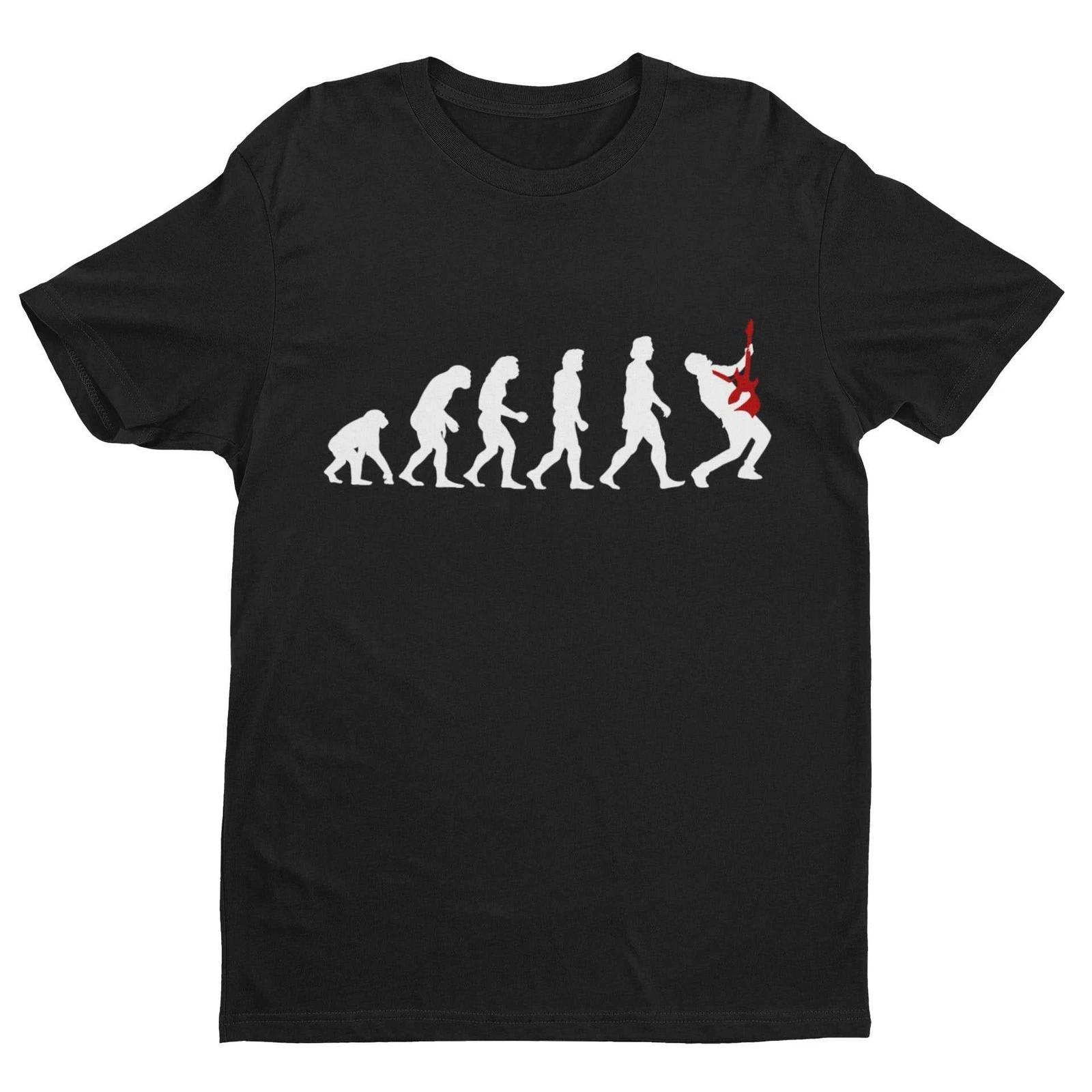 The Evolution Of GUITAR Funny Guitarist T Shirt Darwin Ape To Man Gift Idea 3XL