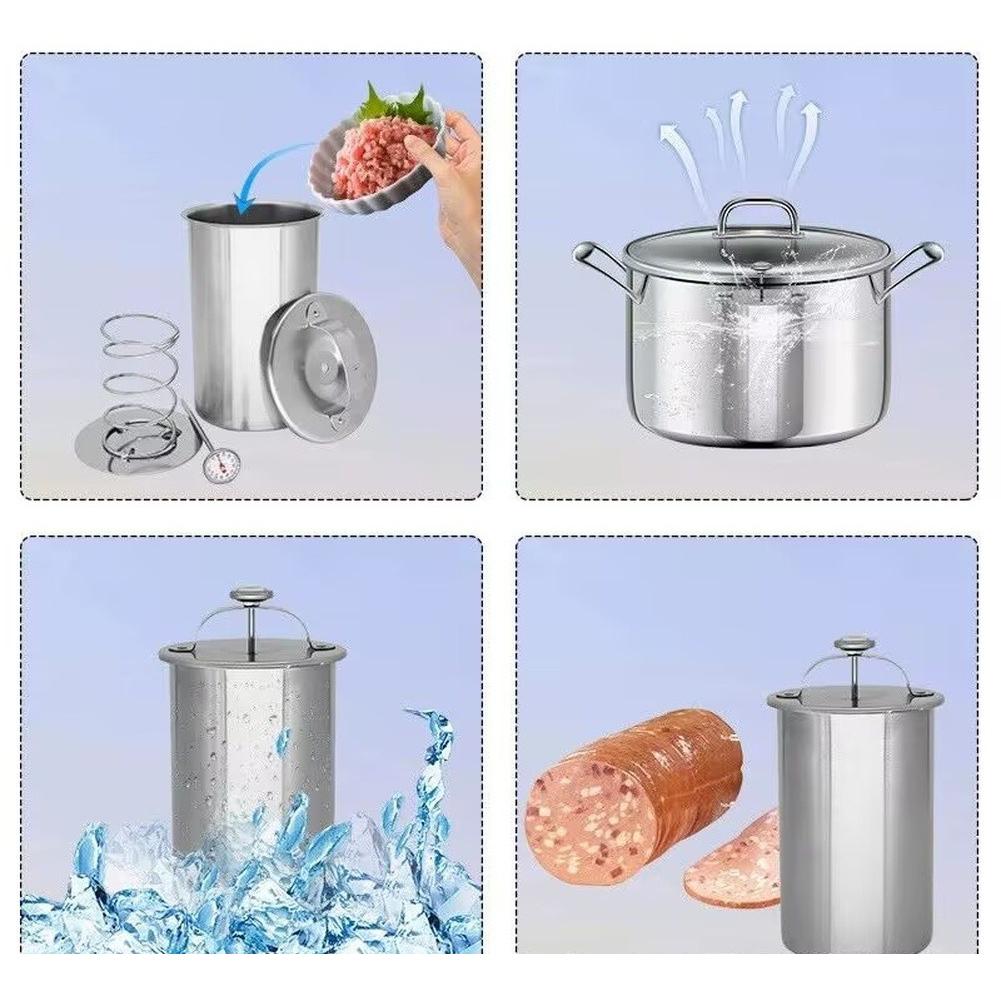 Stainless Steel Meat Press for Deli Style Slices with Precision Thermometer 304 Grade 20 x 11.5 cm Compact Design