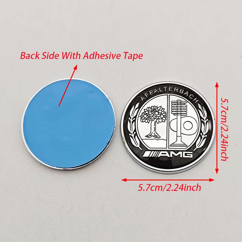 57mm ABS Flat Hood Bonnet Logo AMG Stickers Emblem Badge For Mercedes Benz W204 W124 W201 W202 W212 W220 W205 Auto Accessories