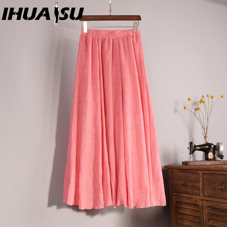 

IHUASU Женская Мода Повседневная Однотонная Принтованная Летняя Весенняя Юбка one size розы красного