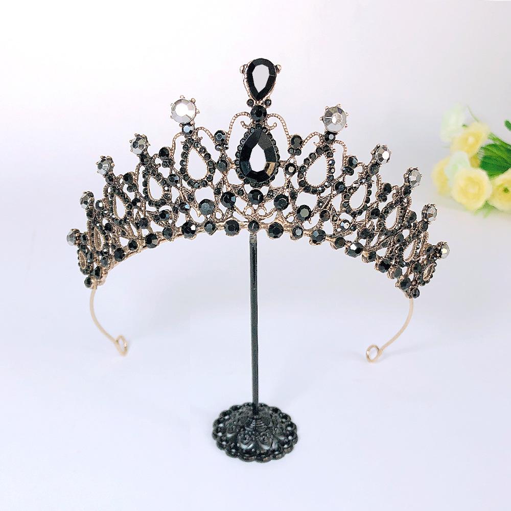 Barokowa Retro Czarna Luksusowa Korona Tiara Ślubna Suknia Ślubna Korona Urodzinowa