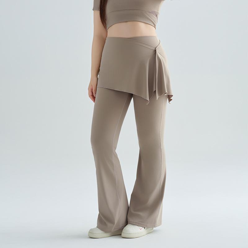 Women's High Waist Yoga Skirt Pants - Hip-Lifting Flare Trousers for Pilates & Fitness (Plus Size Available)