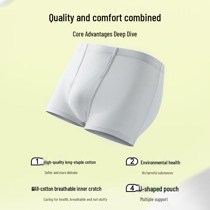 Yiershuang Premium 100% Cotton Men's Boxer Briefs