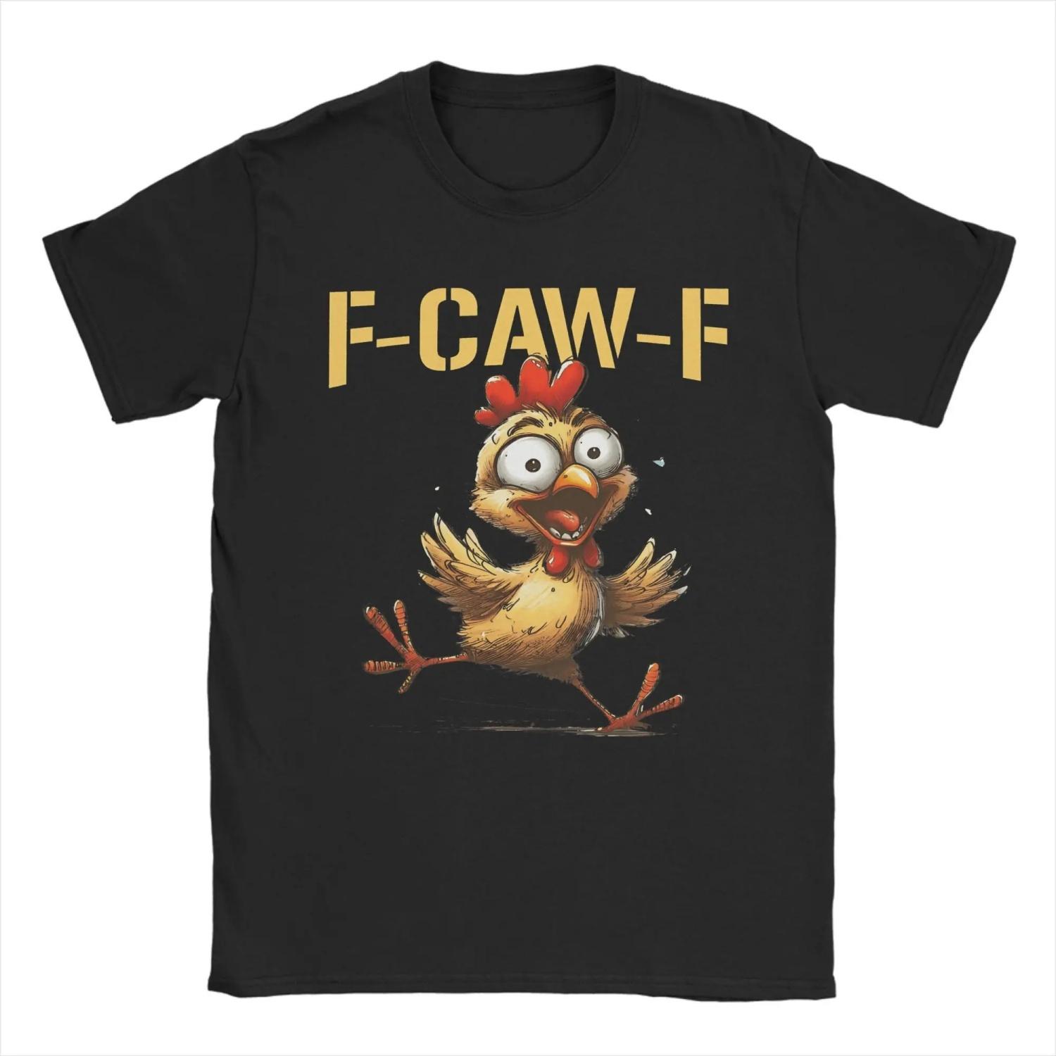 

Vintage Funny F-Caw-F Chicken FCAWF Rooster Meme T-Shirt Crewneck Cotton T Shirt Short Sleeve Tee Shirt Present Clothes S чёрный