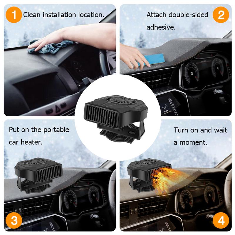 12V 120W/24V 200W Car Electric Windshield Heater Car Defroster Cooling Heating Fan Defogger Black Defogging Defrosting Fan