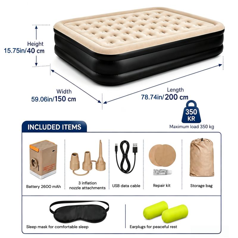 Portable inflatable bed for outdoor camping; flocked inflatable mattress; suitable for camping, car use