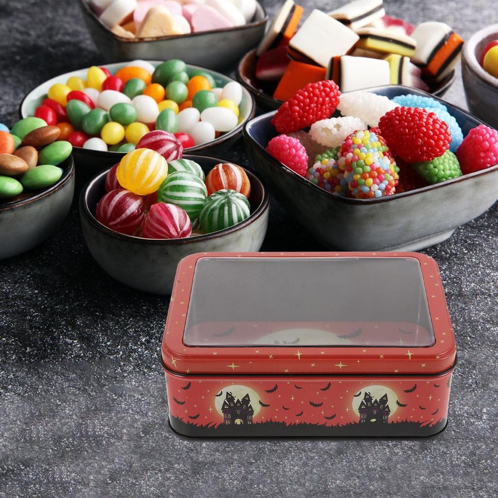 Trick/Treat Candy Boxes Halloween Treat Boxes Metal Hinged Tin Box Goodie Party Favor Container Boxes With Lid For Home Storage