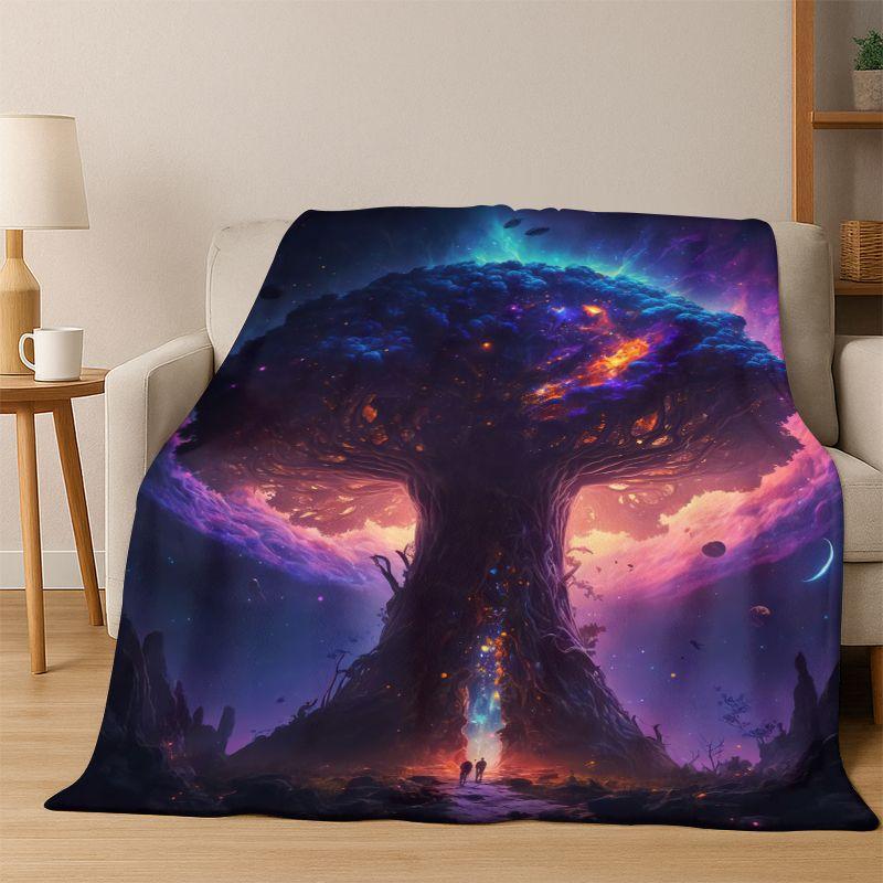 Tree of Life Nordic Mythology Yggdrasil Nature cartoon Flannel Blanket Soft Throw Blanket for Bedroom Living Room Bed Travel kid