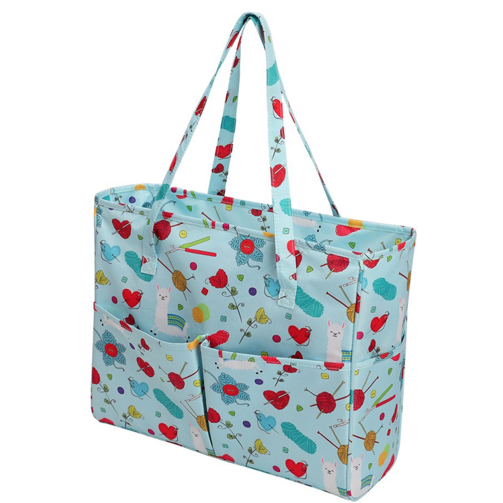 

Вязаная сумка Водонепроницаемая ткань Оксфорд Синий узор Большая вместимость Сумка для хранения шерсти Шитье