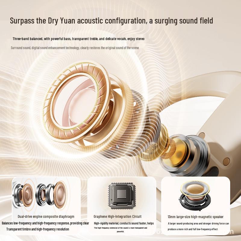 M117 In-Ear Bone Conduction Earhook Wireless Bluetooth Earphones - Long Battery Life & Noise Cancelling