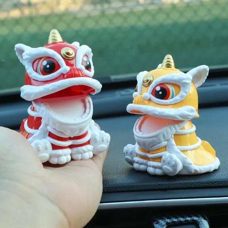Solar Powered Chinese Style Lion Ornament Cute Car Decoration That Can Sit Down and Nod  Universal Cars Decorations Accessories