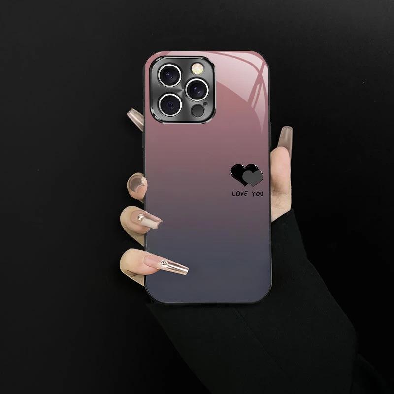 Gradient Love for Apple 17 Promax Personality 16 New 15 Mobile Phone Case for IPhone 14 Mirror Creative