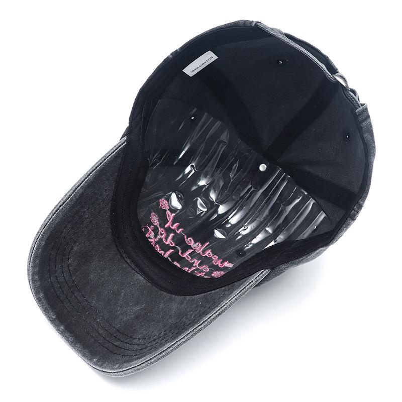 Women Baseball Cap Vintage Washed Cotton Soft Top Dad Hat Retro Y2K Pink Letter Embroidered Snapback Caps