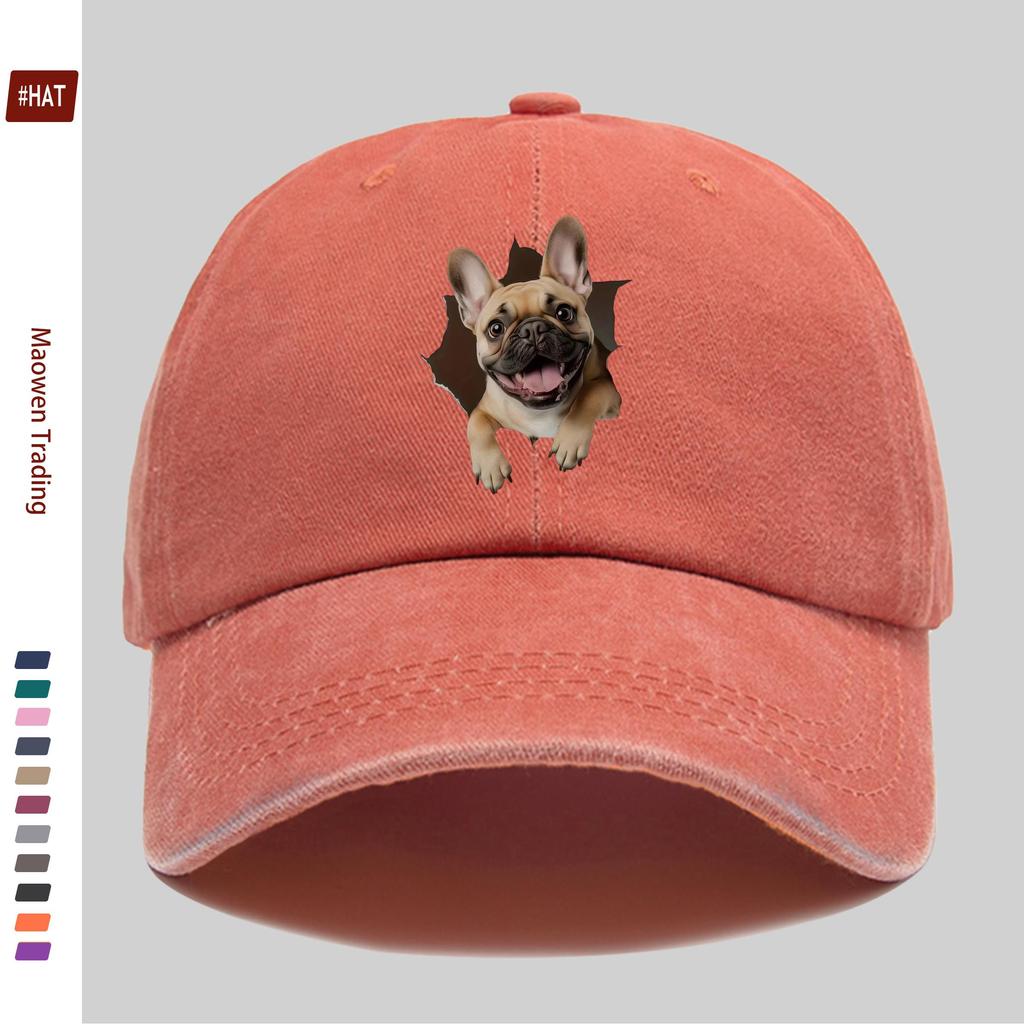 Pc Cute Dog PeekABoo Print Baseball Cap with Adorable Pet Design Sun Hat Hunting Decor Hat Adjustable Strap MultiColor Av