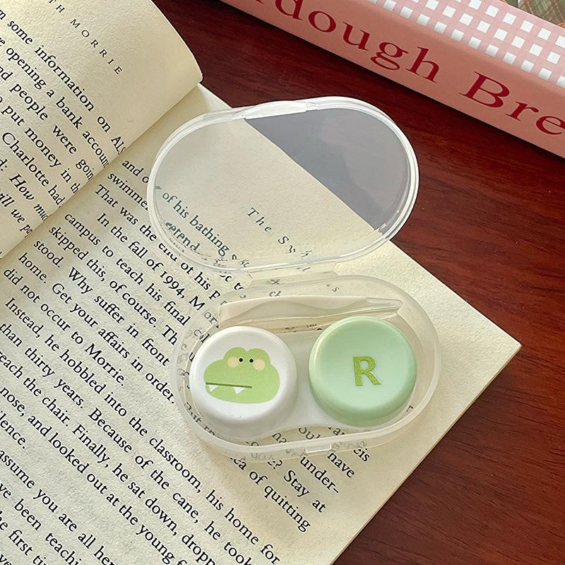 Compact Care Box Compact Contact Lens Case Cartoon Lens Box Hygienic Animal Avatar Lens Holder For Bathroom Handbag Office