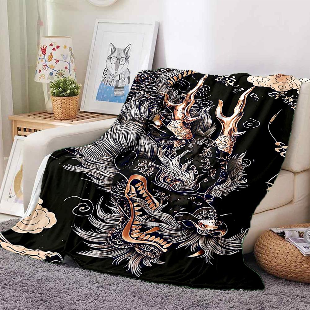 1PC Dragon Head Design Blanket - Soft Warm All-Season Throw for Sofa, Bed, Car, Office, Throw For Sofa Yy250916085