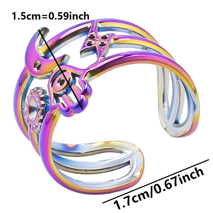 

Open Adjustable Leaf Flower Heart Stainless Steel Rings For Women Men Accessories Jewelry Anillos Acero Inoxidable De Mujer Gift