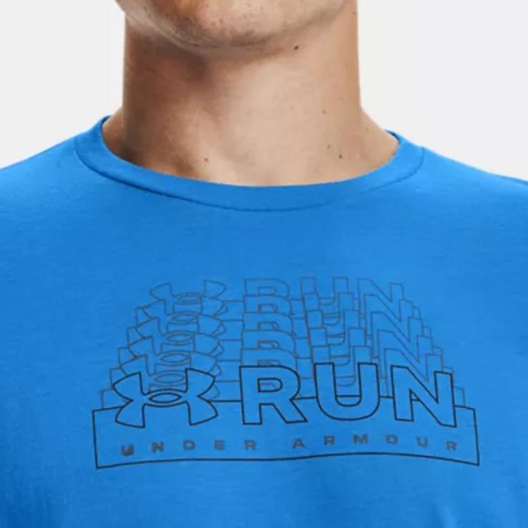 Under Armour Graphic Letter Logo Running Sports Crew Neck Short Sleeve T-Shirt Men Tops Blue 1362994-464