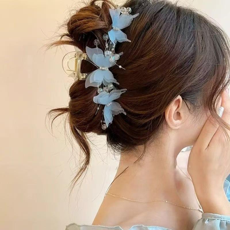 Fairy Butterfly Tassel Claw Clip – Transparent White Mori Style Hair Accessory