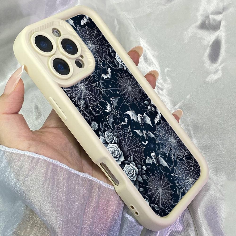 JT92 Black Spider's Web Halloween for iPhone 17 16 15 14 Pro Max Samsung S26 S25 S24 Ultra A17 A16 A07 A56 A06 Xiaomi 15T Redmi 14C 15c Soft TPU Case