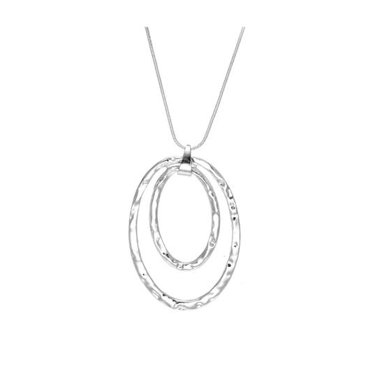 Lady Necklace Exaggerated Double-layered Hoop Penant Sweater Chain Electroplated Snake Bone Chain Lightweight Clothes Accessory for Daily Wear