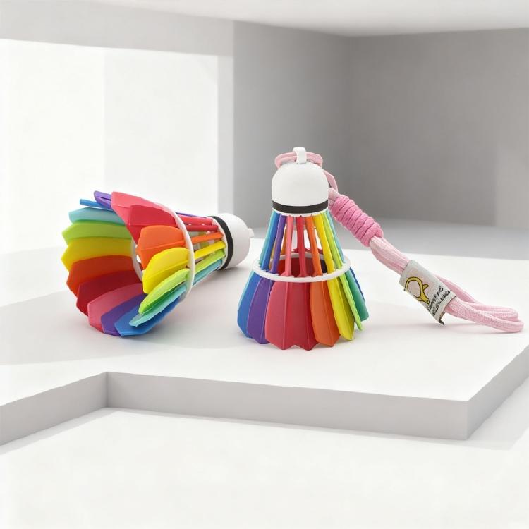 Printed Badminton Keychain Polylactic Acid Ornament Colorful Portable Decoration for Daily Use by Sports Admirers