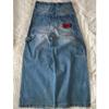 Blugi americani Harajuku cu imprimeu vintage Y2K bărbați spălați pantaloni drepți gri, gotici de stradă, pantaloni unisex largi Tide