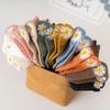 10 Pairs of Women Is Spring and Summer Chrysanthemum Slogans Sweet Cute Fashionable Comfortable College Style Fabric Label Socks