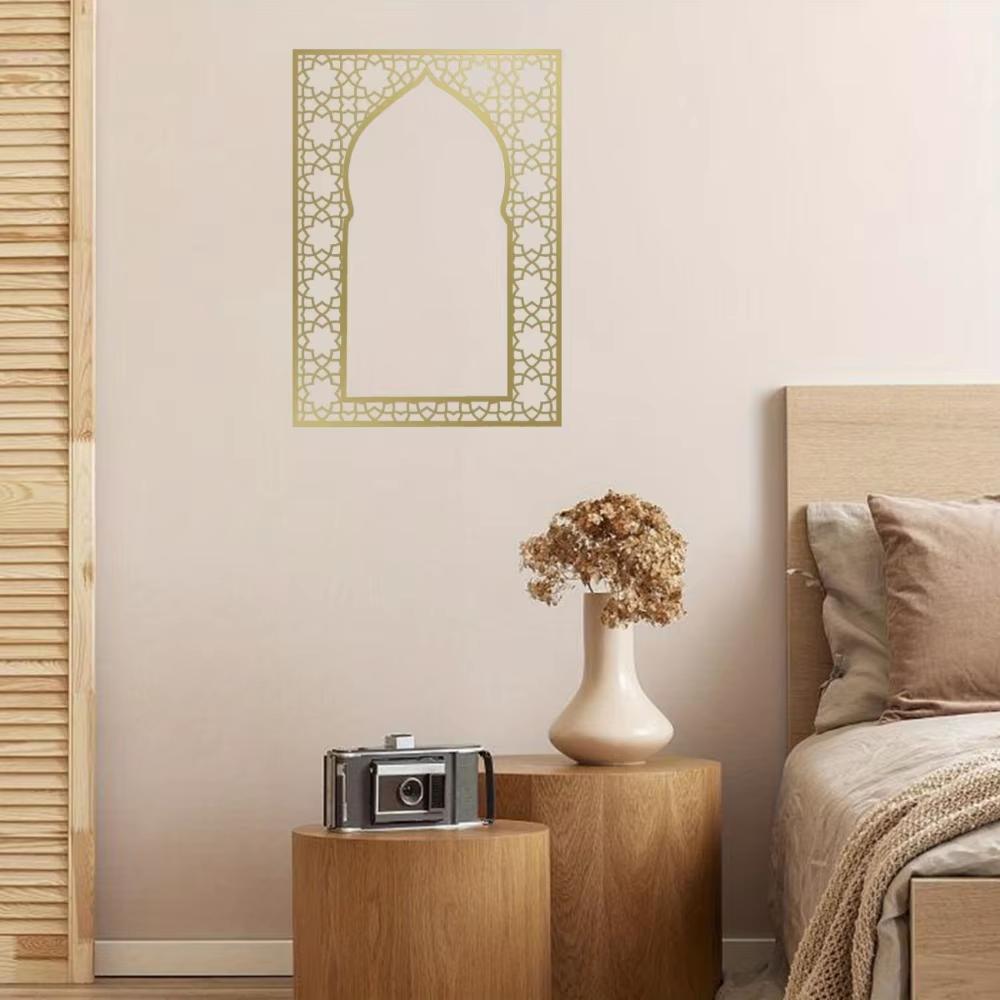 1PC Stunning Islamic Wall Art: Metal Home Decor Masterpiece. Arabic Design Panel Exudes Elegance. Ideal As an Interior Sign.