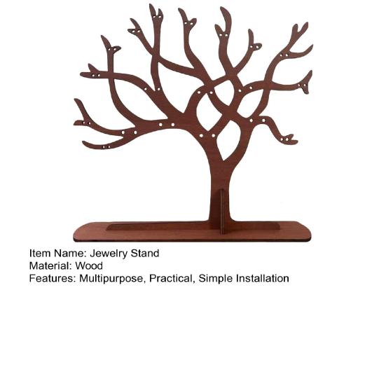 Wooden Jewelry Stand Earring Holder Easy To Install Multi-Purpose Tree Shaped Necklace Display Organizer Bracelet Holder